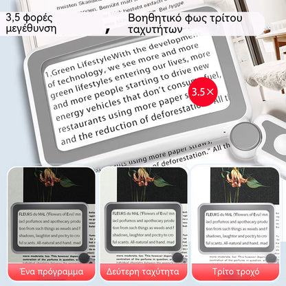 Πτυσσόμενος μεγεθυντικός φακός χειρός με φως για ανάγνωση