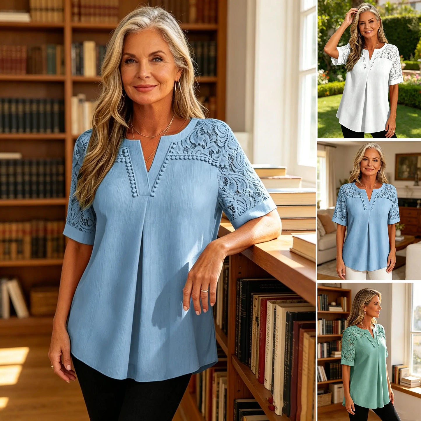 25 eur za kus【S-6XL】Nové dámske čipkované tričko s krátkym rukávom