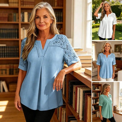 25 eur za kus【S-6XL】Nové dámske čipkované tričko s krátkym rukávom