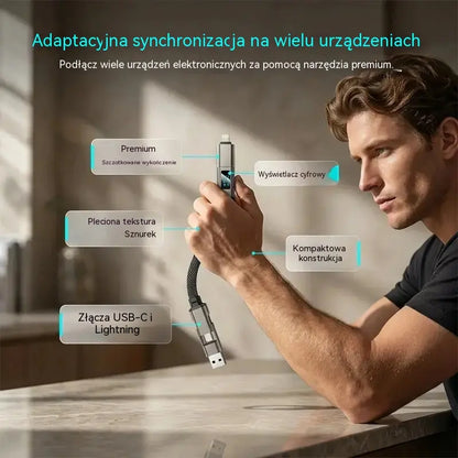【Kup 1, a drugi dostaniesz gratis】🔌 Kabel ładujący 4 w 1 z wyświetlaczem cyfrowym i brelokiem – szybkie ładowanie, odporny na pęknięcia i kompaktowy