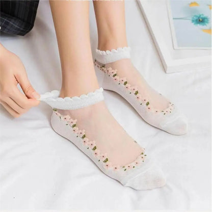 😍Oferta specjalna: 30% zniżki! 💐【Opakowanie 7 par】🧦Letnie oddychające skarpetki w kwiaty Materiał: bawełna