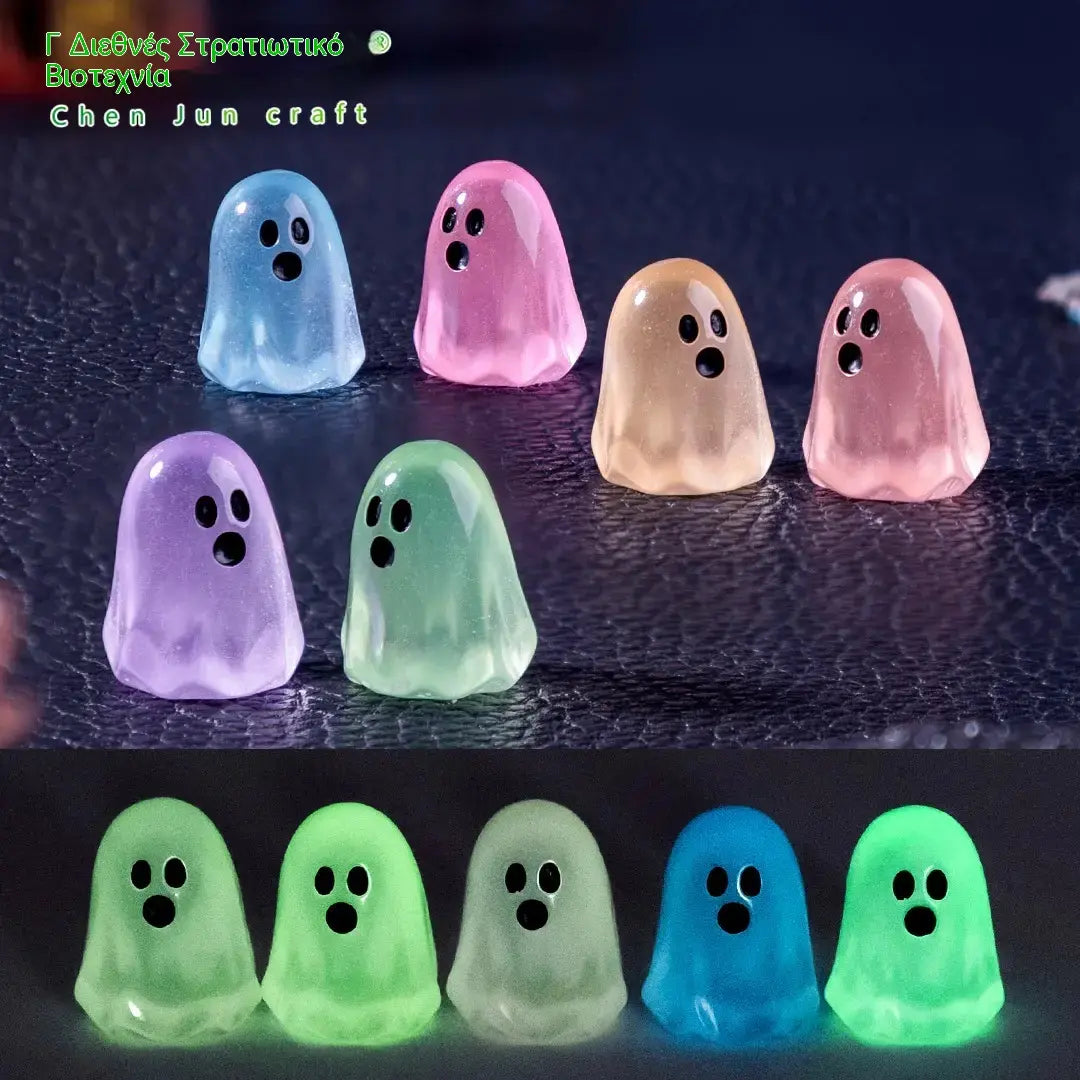 💥 50% zniżki! 👻 Świecące w ciemności figurki duchów – 60 sztuk w opakowaniu. Urocze wzory, wykonane z nietoksycznej żywicy. Idealne do dekoracji na Halloween i imprezy.