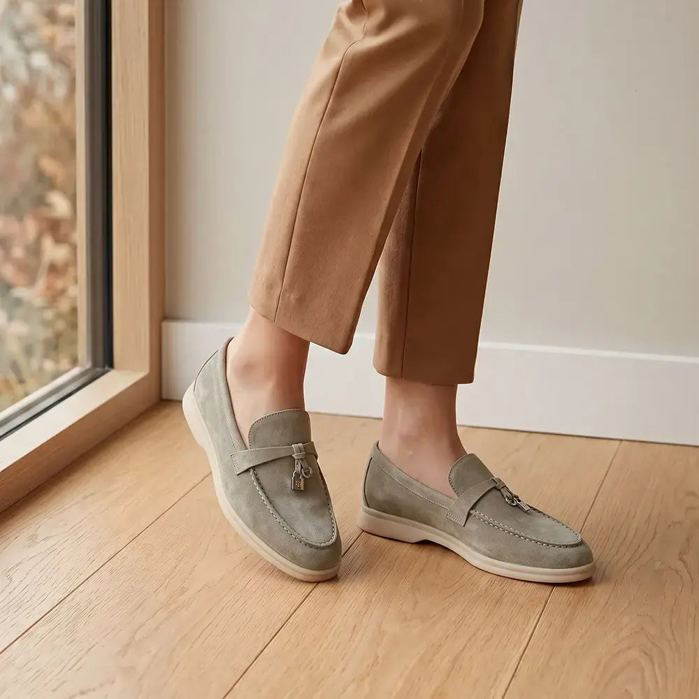 【35-43】Nowe mokasyny damskie wsuwane – zamszowe, z frędzlami, płaskie, retro, w stylu old money, wygodne