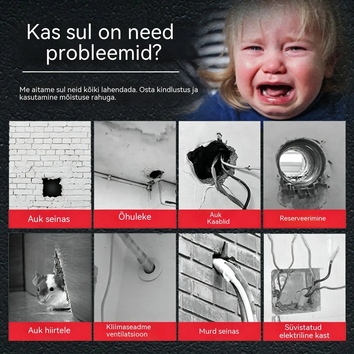 【10 tükki hinnaga 28 €】🔧 Valge veekindel tihenduspahtel – parandab kliimaseadme auke, seinu ja torusid 💧🏠