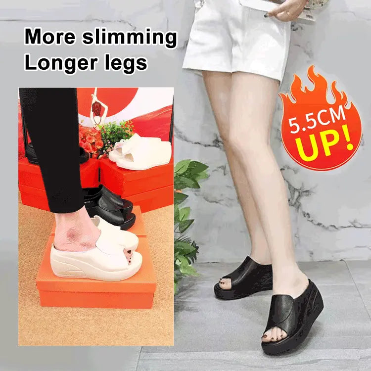 💥【30% ZNIŻKI】🔥[Obcas 5,5 cm] 【35-42】Sandały na koturnie z miękką podeszwą