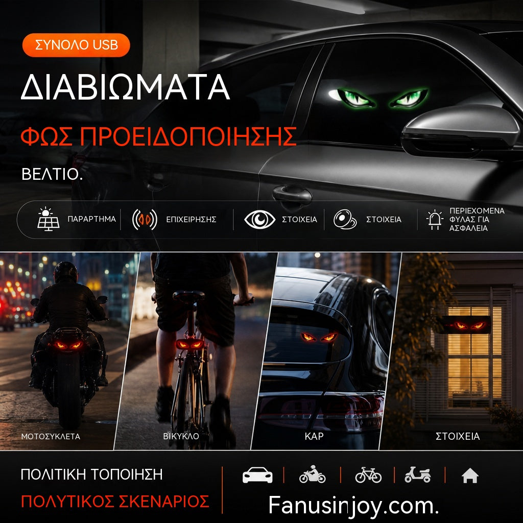 🚗👀 Ηλιακό φως προειδοποίησης αυτοκινήτου LED | Τραβήξτε όλα τα βλέμματα και ενισχύστε την ασφάλεια οδήγησης – Ασύρματο, με αυτόματη ανίχνευση και γενική εφαρμογή ✨