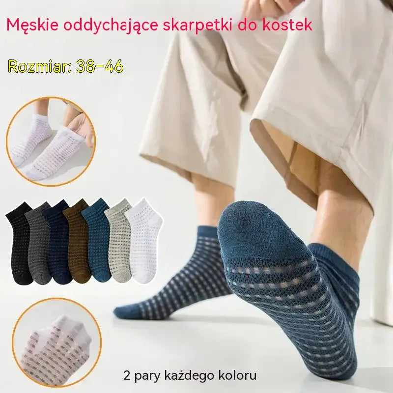 【14 par】Męskie oddychające skarpetki do kostki z siateczki – 2 pary w każdym kolorze