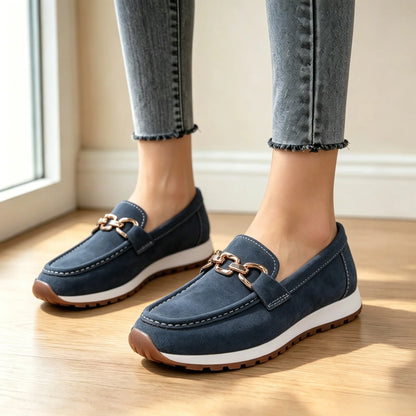 Damskie mokasyny wsuwane w stylu retro – wygodne, płaskie buty na co dzień – oddychające buty do chodzenia w stylu vintage