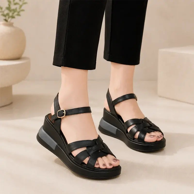 💞💞【45% zniżki】【Rozmiary 35-40】Nowe sandały na platformie ze skóry naturalnej