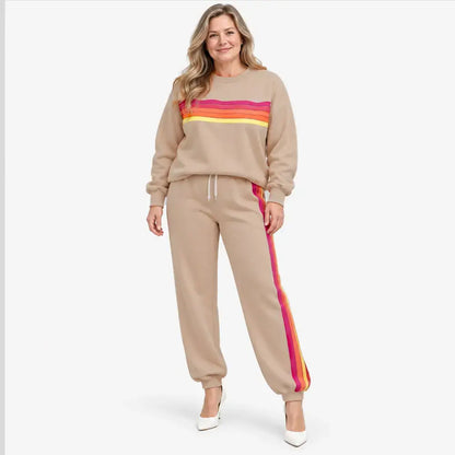 ✨【S-6XL】Νέο μοντέρνο γυναικείο σετ casual φούτερ【Φούτερ με στρογγυλή λαιμόκοψη + παντελόνι】👖