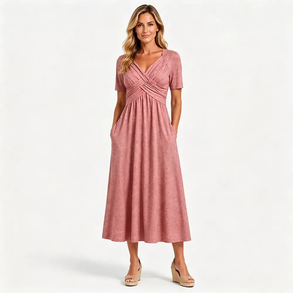 💟【50% OFF】【S-3XL】Ležérní šaty střední délky v čisté barvě