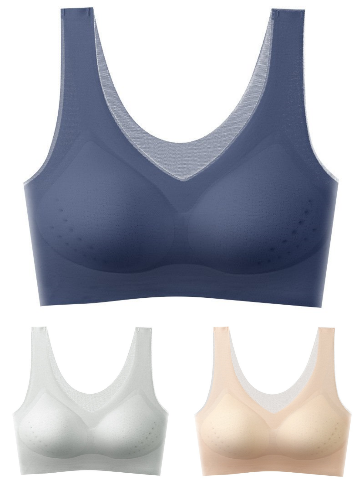 🏆【Cumpărați 2 primiți 1 gratuit】【40-120KG】2025, sutien push-up din mătase de gheață fără cusături