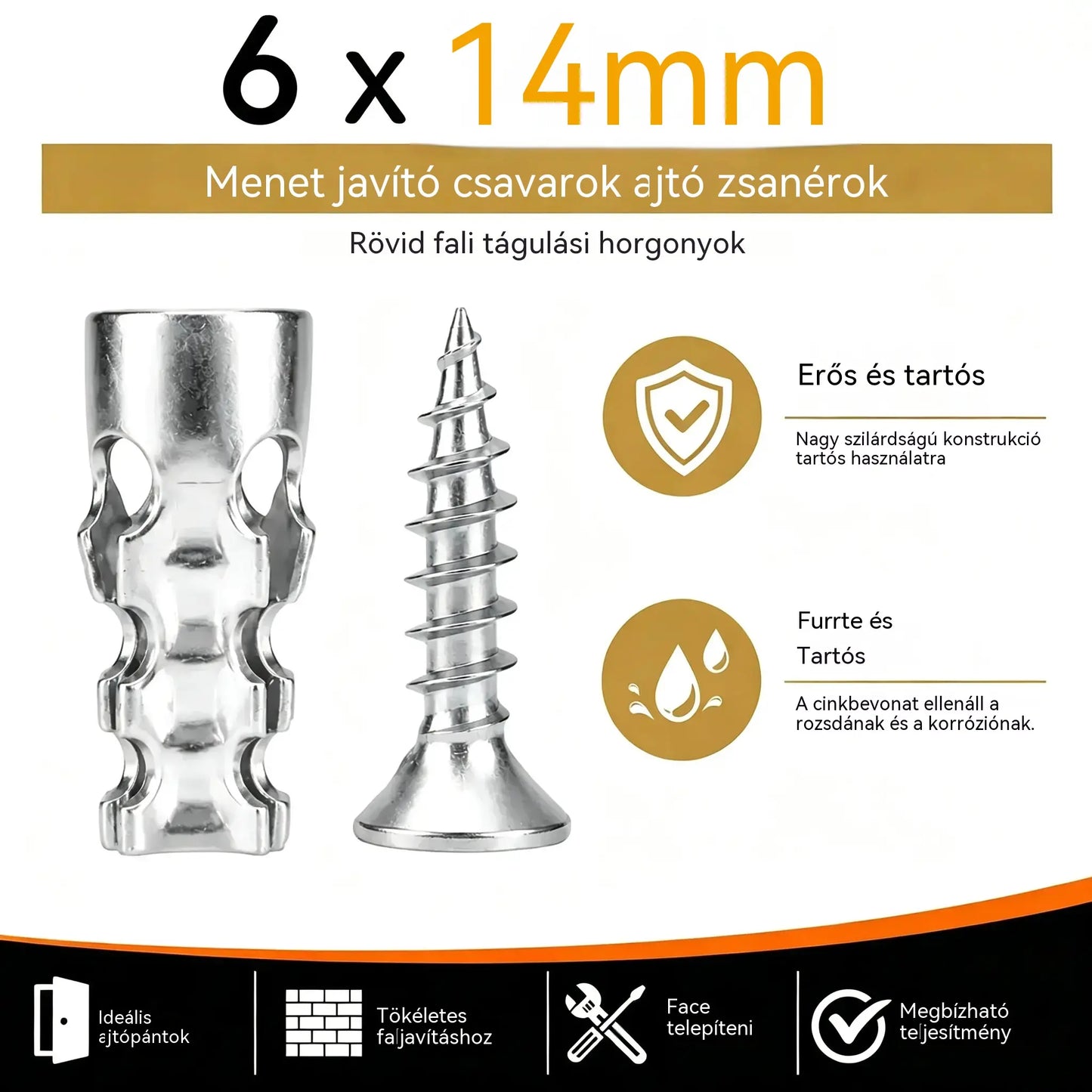 🛠️【100 pár】🔩 Önfúró gipszkarton dübelkészlet csavarokkal 🧱 – Könnyen telepíthető fali kiegészítők