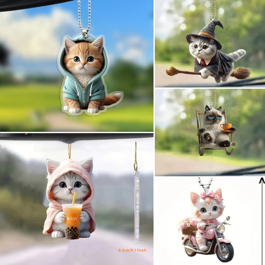 💥🔥🚗🐱【5 piezas】Nuevos adornos mágicos de gato 2025, colgantes de coche