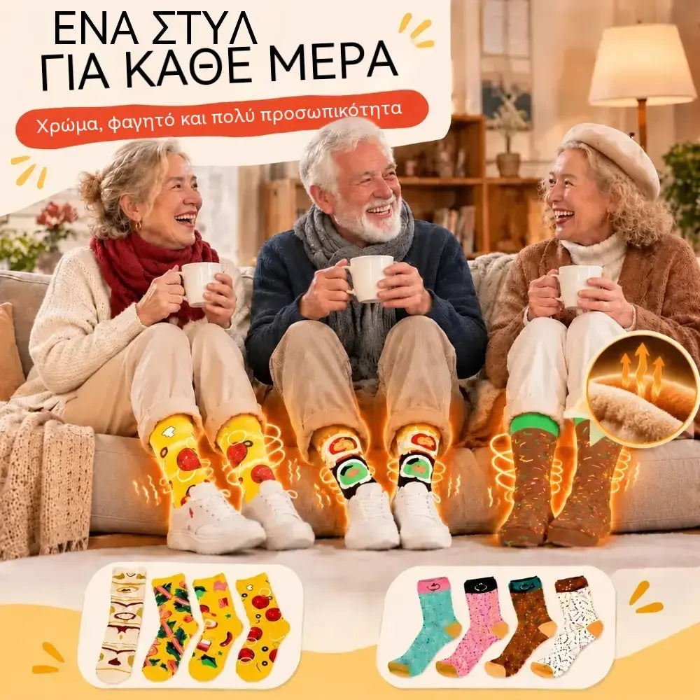 🧶🧦【4 ζευγάρια με 29 ευρώ】Κάλτσες με θέμα το φαγητό | Φορέστε το αγαπημένο σας φαγητό στα πόδια σας! | Διασκεδαστικές και άνετες.