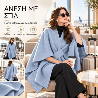 🧥 Πολυλειτουργικό υφαντό σάλι σε στιλ κάπας για το φθινόπωρο και τον χειμώνα! Κομψός σχεδιασμός σε στρώσεις, ευέλικτο στυλ, ζεστό και άνετο!