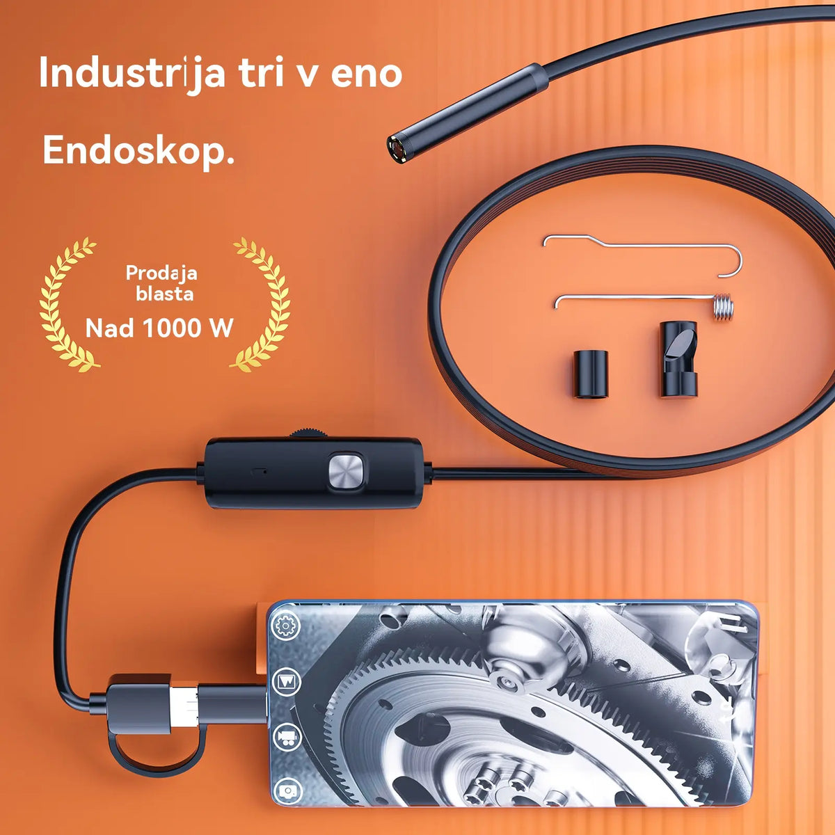 【5M】（Τύπος-c、USB、Micro USB）3 σε 1 ενδοσκόπιο
