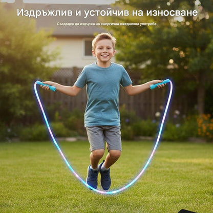 🏃【Купете 2, вземете 2 безплатно】🌈 Детско LED светещо въже за скачане