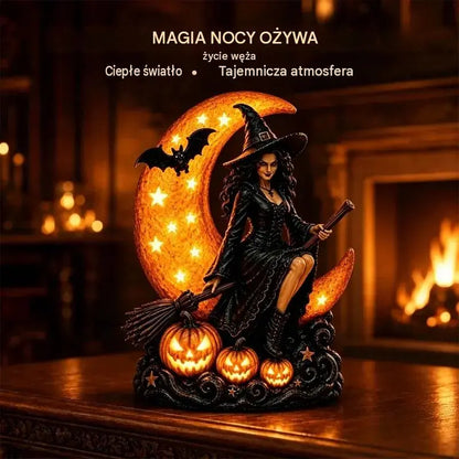 🎃🔮 Lampa Wiedźmy i Pełni Księżyca – Dekoracyjna Gotycka Figurka, Idealny Prezent 🌙 🎃