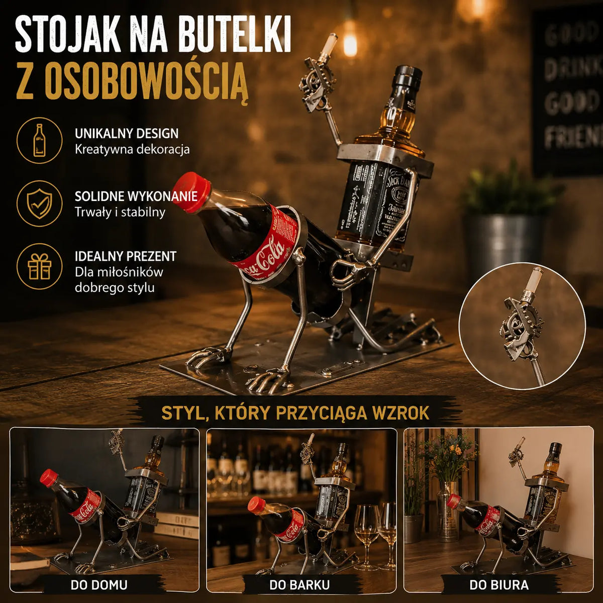 💥Uchwyt na butelkę Coca-Coli i wina w kształcie czaszki