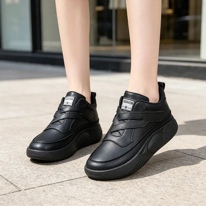 👟Damskie trampki na platformie z miękkiej skóry – gruba, antypoślizgowa podeszwa – oddychające, amortyzowane buty do chodzenia, odpowiednie do podróżowania i biegania