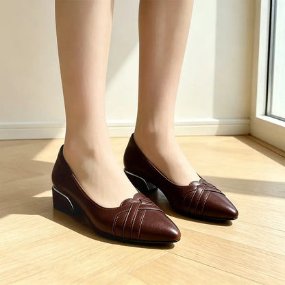 【35-40】👠Kobiece buty w stylu retro z noskiem w szpic – niewidoczny koturn – lekkie buty biurowe w stylu francuskim