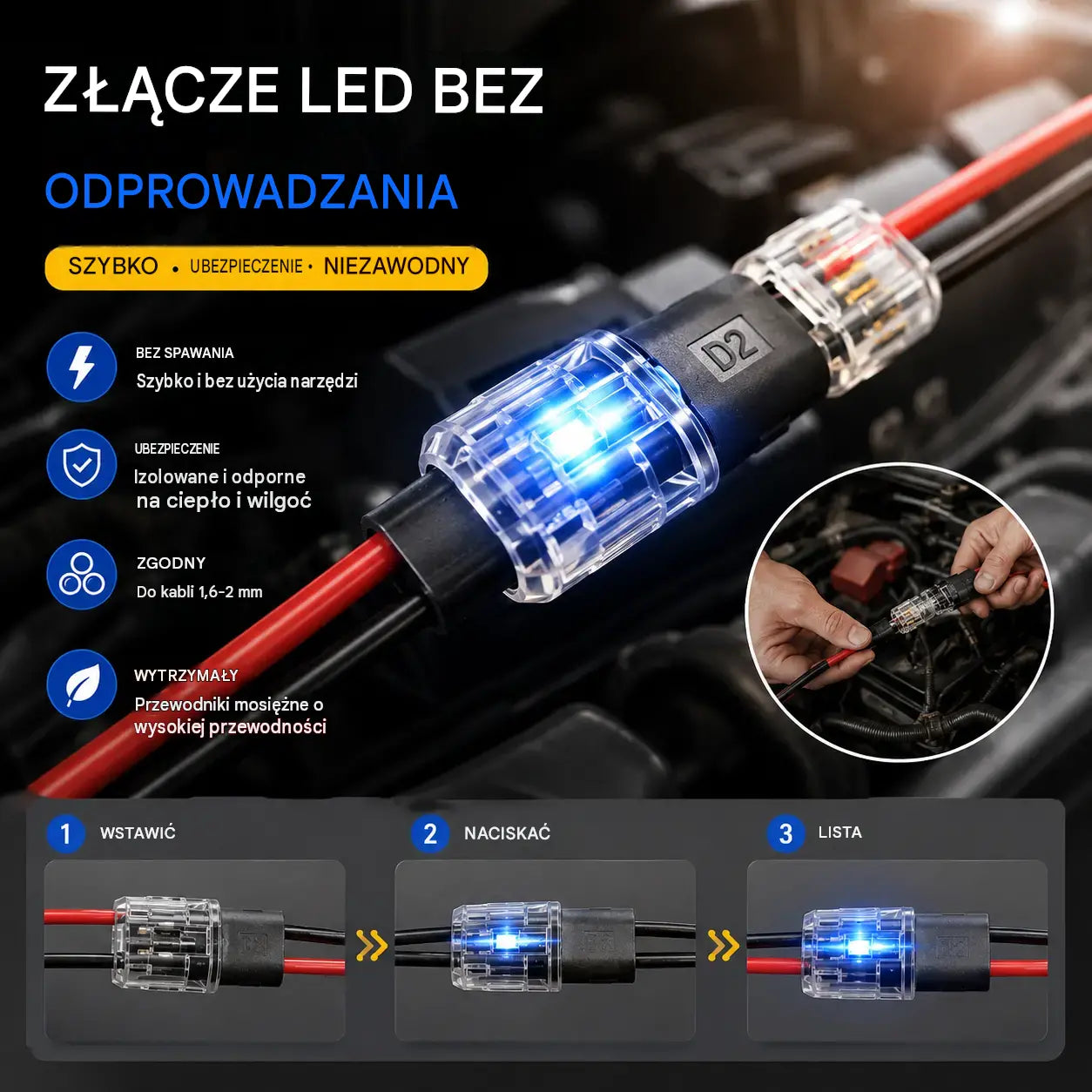 🥳 50% zniżki! ⏰ 【1000 sztuk w magazynie】Złącze kablowe bez zdejmowania izolacji, z blokadą klamrową, bezpiecznym zamknięciem i powłoką antypoślizgową ⚡️