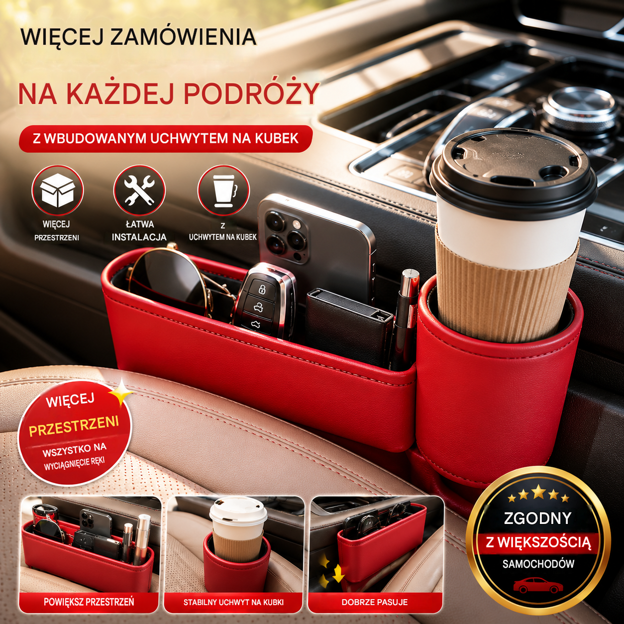 🚗🚗Wielofunkcyjny schowek na fotelik samochodowy z uchwytem na kubek