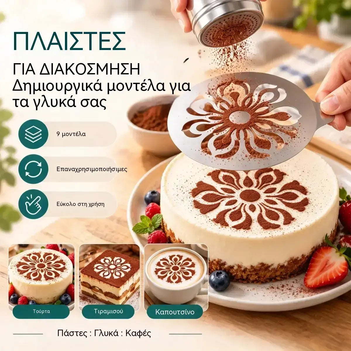 ☕ Καλούπι από ανοξείδωτο χάλυβα για τη δημιουργία σχεδίων στο καφέ (latte art)