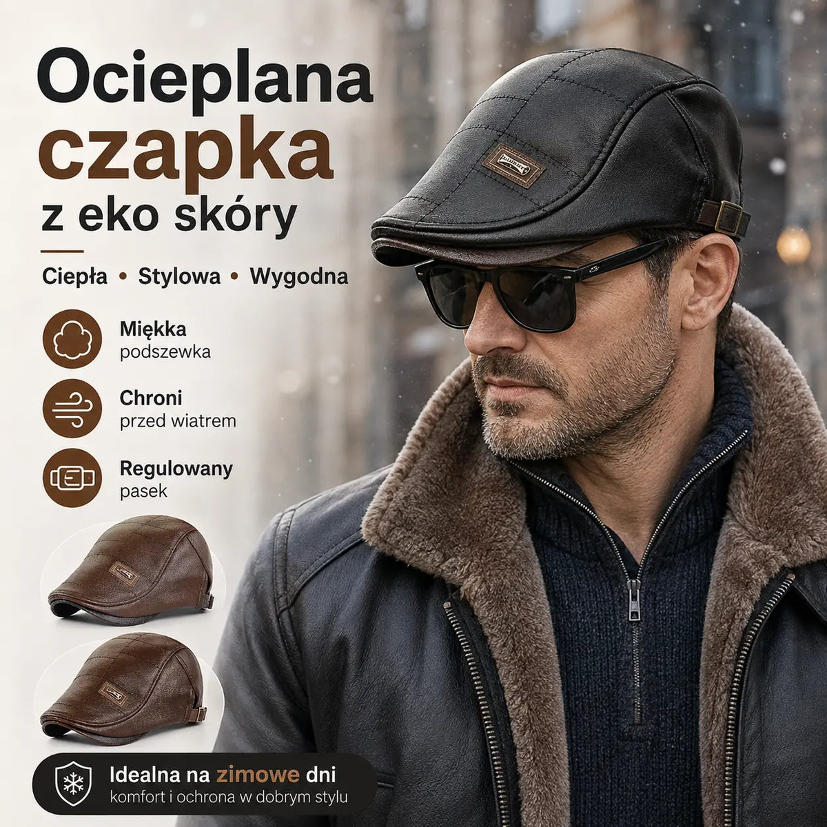 1 za 109 zł.🧢🔥Nowy, wysokiej jakości, skórzany beret na jesień i zimę w stylu retro
