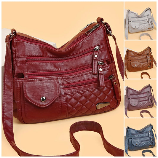 🔥【Venta de verano】Bolso de piel suave de gran capacidad y varias capas para mujerCasual y a la moda, resistente al desgaste y a los arañazos