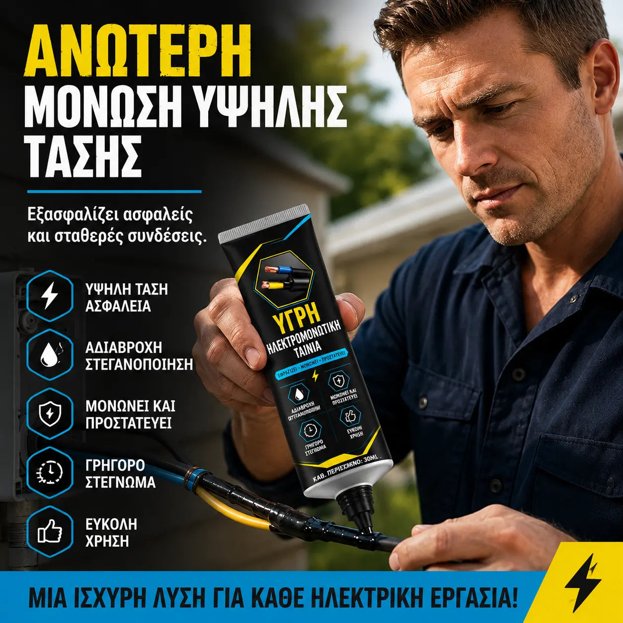 ⚡🔥💧【Αγοράστε 1 και πάρτε 1 δωρεάν】 Αδιάβροχη μονωτική ταινία – υγρή, εύκαμπτη, προστατευτική – για επισκευές καλωδίων και ηλεκτρονικών συσκευών! 🔧