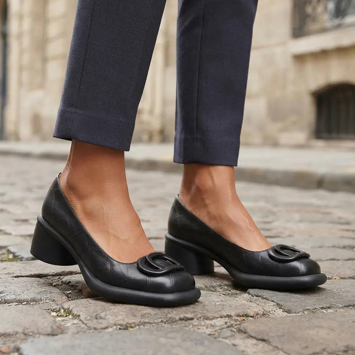 【35-40】Eleganckie buty damskie na grubym obcasie, w stylu retro i z ochroną przed wodą