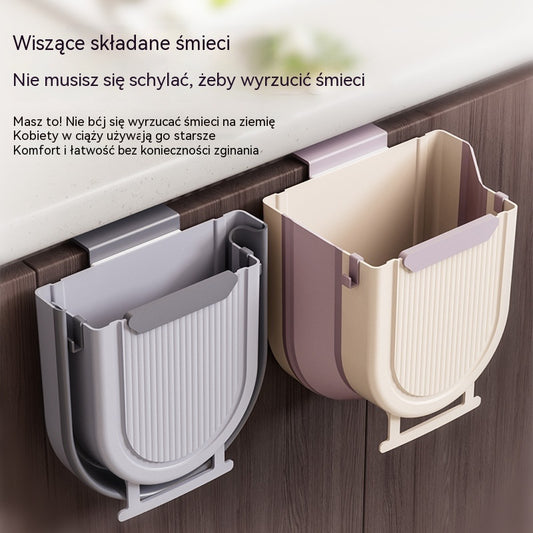 🗑️🚪Wiszący składany kosz na śmieci do kuchni, wiszący kosz na śmieci do drzwi szafek domowych