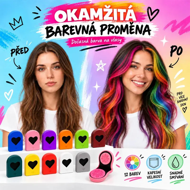 🌈🪮 Συμπαγής βαφή μαλλιών σε μορφή πούδρας με 12 αποχρώσεις για γρήγορη βαφή