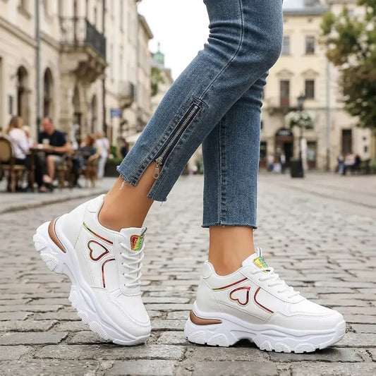 👟Plus Size Color Blocking – Niewidoczne, platformowe buty casualowe na obcasie typu wedge – Lekkie buty do chodzenia 2026