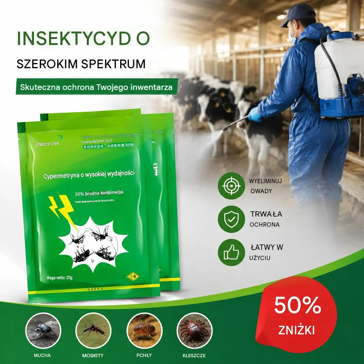 🦟🔥【Promoción】5 opakowań po 99 zł❤️Specjalnie zaprojektowane, aby zabijać komary i muchy na farmach. Jedno opakowanie zabija pchły, szarańczę, karaluchy, muchy i komary!
