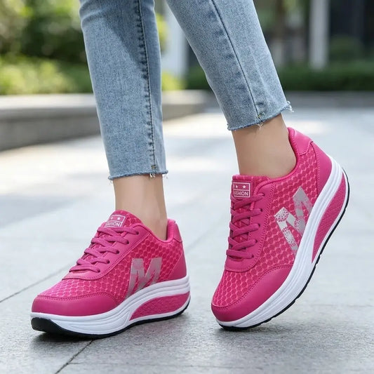👟 Άνετο περπάτημα και μέγιστη άνεση! Γυναικεία ορθοπεδικά αθλητικά παπούτσια με ψηλή σόλα "Rocker" (Αεριζόμενο διχτυωτό υλικό / Μειώνει την κόπωση / Μεγέθη 35-43)! ✨