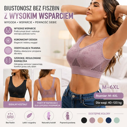 【Zestaw 3 sztuk】Biustonosz koronkowy bez fiszbin z wysokim wsparciem dla kobiet