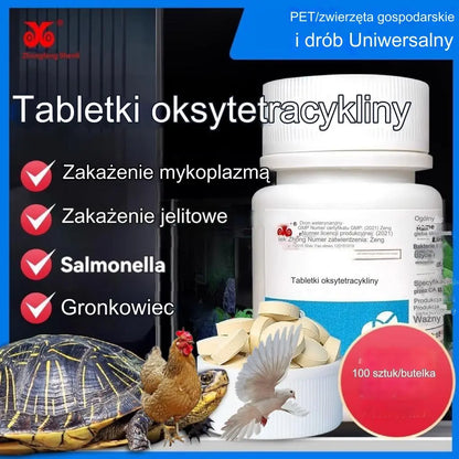 🕊️🐔🐷 Leki weterynaryjne Oksytetracyklina Tabletki przeciwbakteryjne, przeciwzapalne i przeciwbiegunkowe