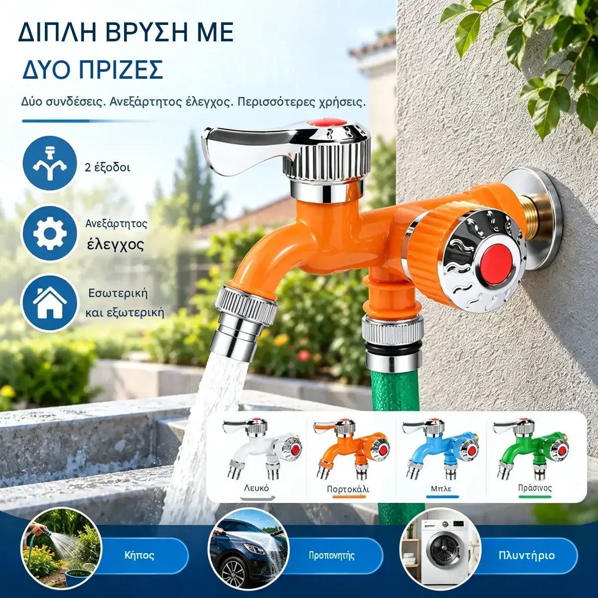 🚰🔧 Προσαρμογέας Βρύσης 2 σε 1 | Διακλαδωτής Νερού Διπλής Εξόδου με Ανεξάρτητο Έλεγχο, Προστασία από Πιτσιλιές και Αντοχή στο Ψύχος