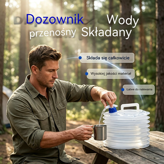 💧🚰 Składany pojemnik na wodę z kranem – pojemność 5 litrów, kompaktowy i praktyczny, idealny na kemping 🏕️✨