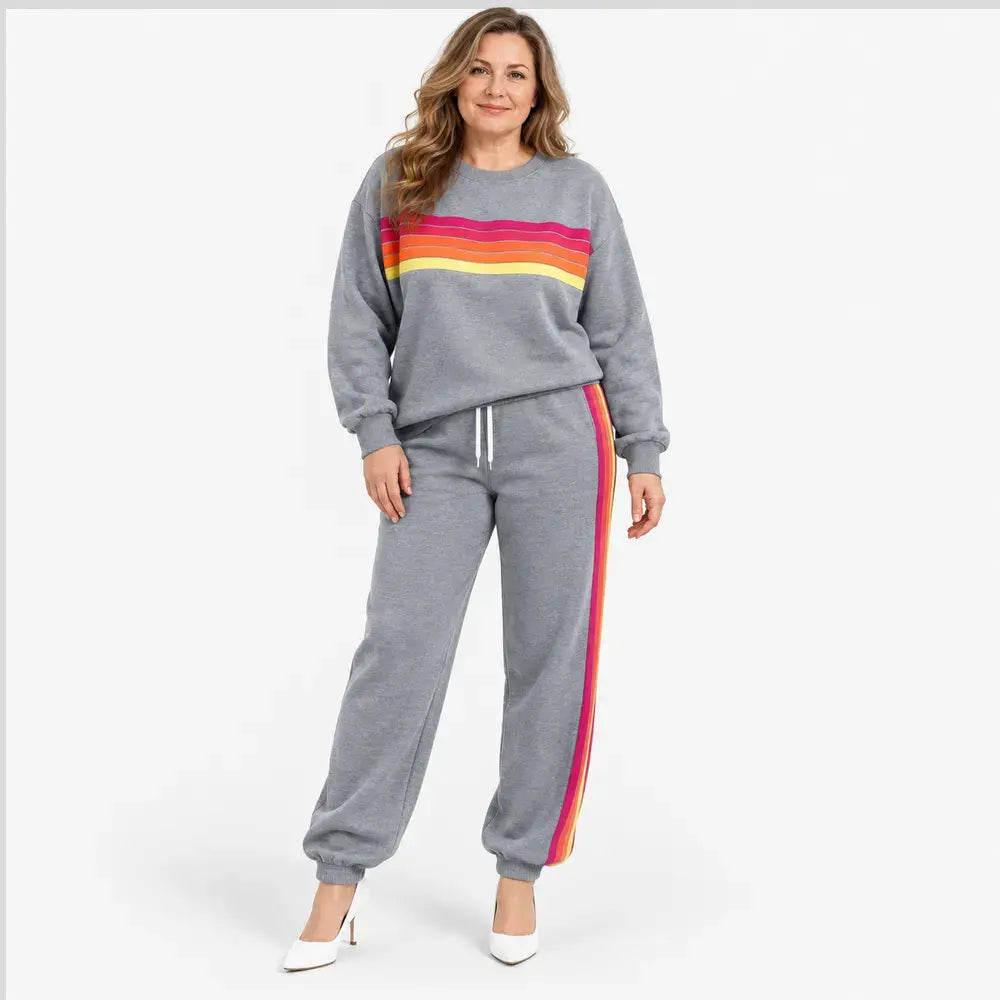✨【S-6XL】Νέο μοντέρνο γυναικείο σετ casual φούτερ【Φούτερ με στρογγυλή λαιμόκοψη + παντελόνι】👖