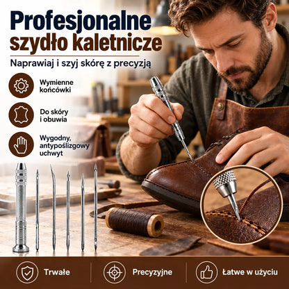 🧵【2 zestawy za 89 zł.】👞 Zestaw 5 w 1 z wymiennymi igłami do szycia – Profesjonalny zestaw do naprawy obuwia i rękodzieła skórzanego 🛠️✨