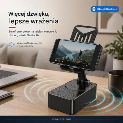 🔥 3 w 1: głośnik Bluetooth + ładowarka + stojak 360° na telefon komórkowy 📱🔊⚡