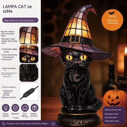 🧙‍♀️✨Lampa w kształcie kapelusza czarownicy, ozdoba z żywicy, ozdoba na biurko, lampa stołowa