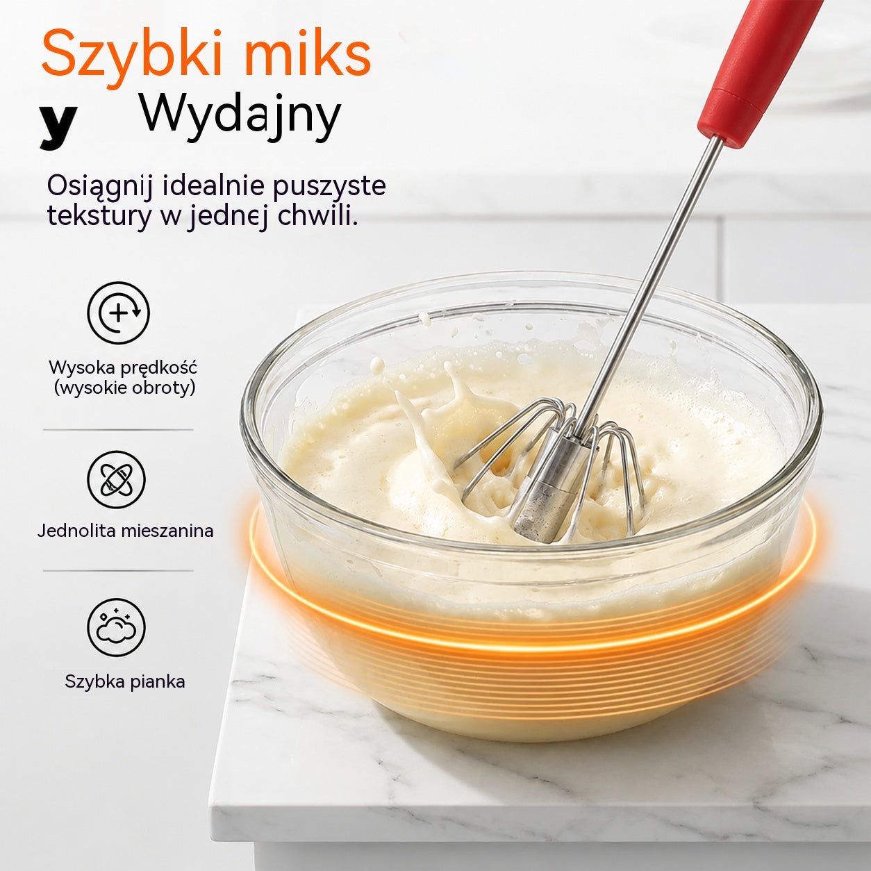 🥳Kup 1, drugi otrzymasz gratis🥳💞Ponad 50 000 sprzedanych sztuk!🥚💪 50% taniej! Półautomatyczna trzepaczka do jajek: wystarczy nacisnąć, by wprawić ją w ruch – bez użycia prądu. Ubija jajka i śmietanę w kilka sekund. Nie obciąża nadgarstków! ✨🧁