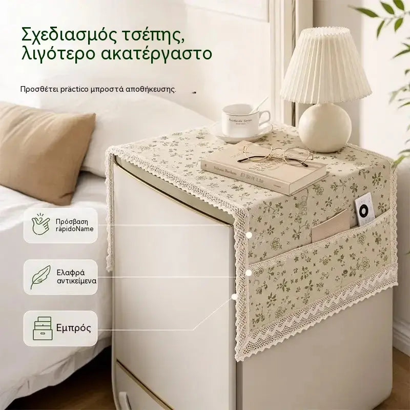 1 τεμάχιο 26 ευρώ 💖 Προσφορά τελευταίας ημέρας! 💖【55 × 120 cm】 ✨ Κάλυμμα ψυγείου από βαμβάκι και λινό (ανθεκτικό στη σκόνη και το λίπος) με θήκες αποθήκευσης