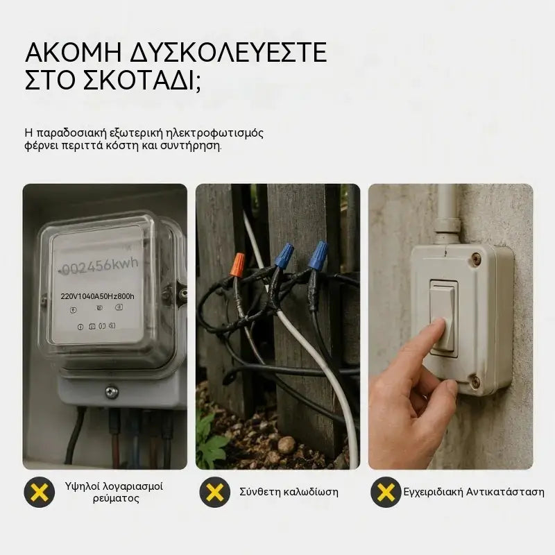 ☀️ Ηλιακό φωτιστικό τοίχου LED με υδρορροή | Διακόσμηση εξωτερικού χώρου