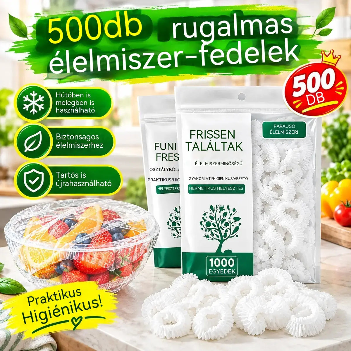 【Utolsó napi különleges ajánlat: 50% kedvezmény】500 újrafelhasználható, rugalmas, élelmiszerbiztonságos műanyag borító